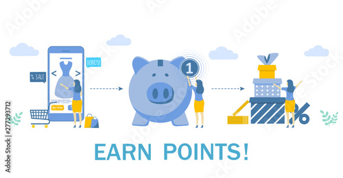 Earn points for purchase, vector concept illustration