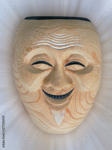 Картината върху платно Vintage noh mask made of wood on paper