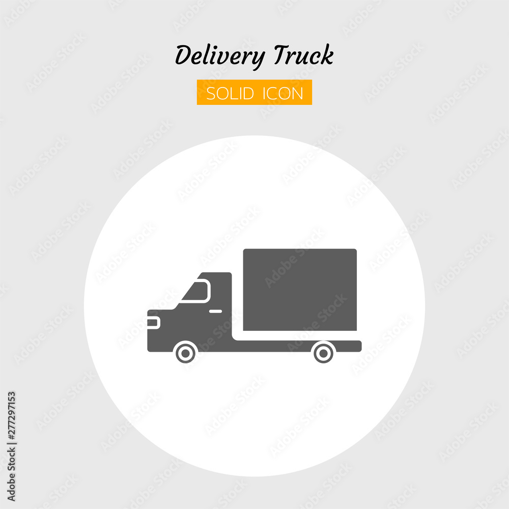 solid icon symbol, truck transport postal delivery logistics shipping service, Isolated flat silhouette vector design solid icon symbol, truck transport postal delivery logistics shipping service, Isolated flat silhouette vector design