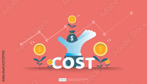 arrow increase for cost reduction concept . business management at lost crisis and bankrupt situation. finance expenses and profit improvement illustration for banner or background vector template.