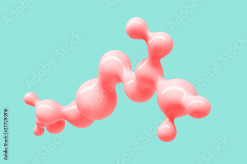 Fototapeta Naklejka Na Ścianę i Meble -  Abstract blue and pink three-dimensional background of many spheres separated from each other and resembling drops 3D illustration 3D rendering