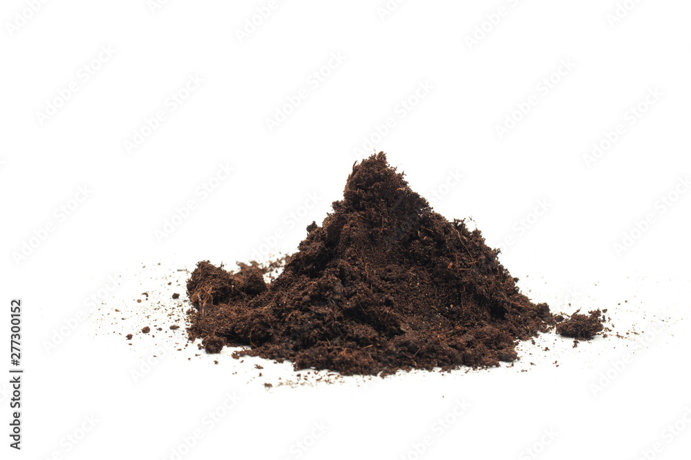 pile of soil isolated on white background - Image .