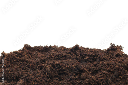 pile of soil isolated on white background - Image .