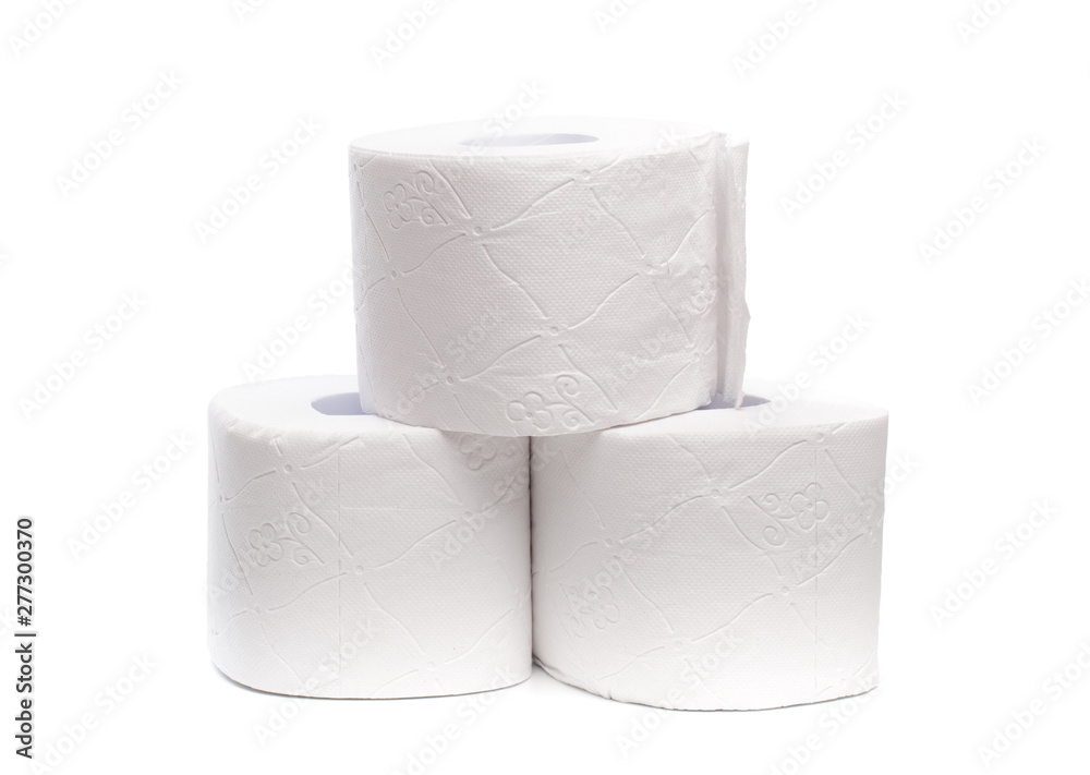 Roll of toilet paper or tissue isolated on white background . Roll of toilet paper or tissue isolated on white background .