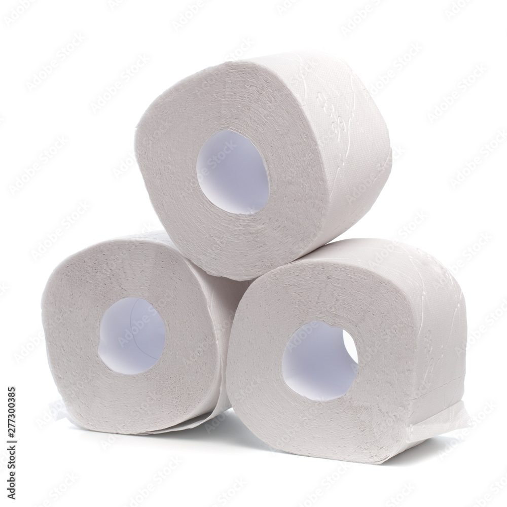 Roll of toilet paper or tissue isolated on white background . Roll of toilet paper or tissue isolated on white background .