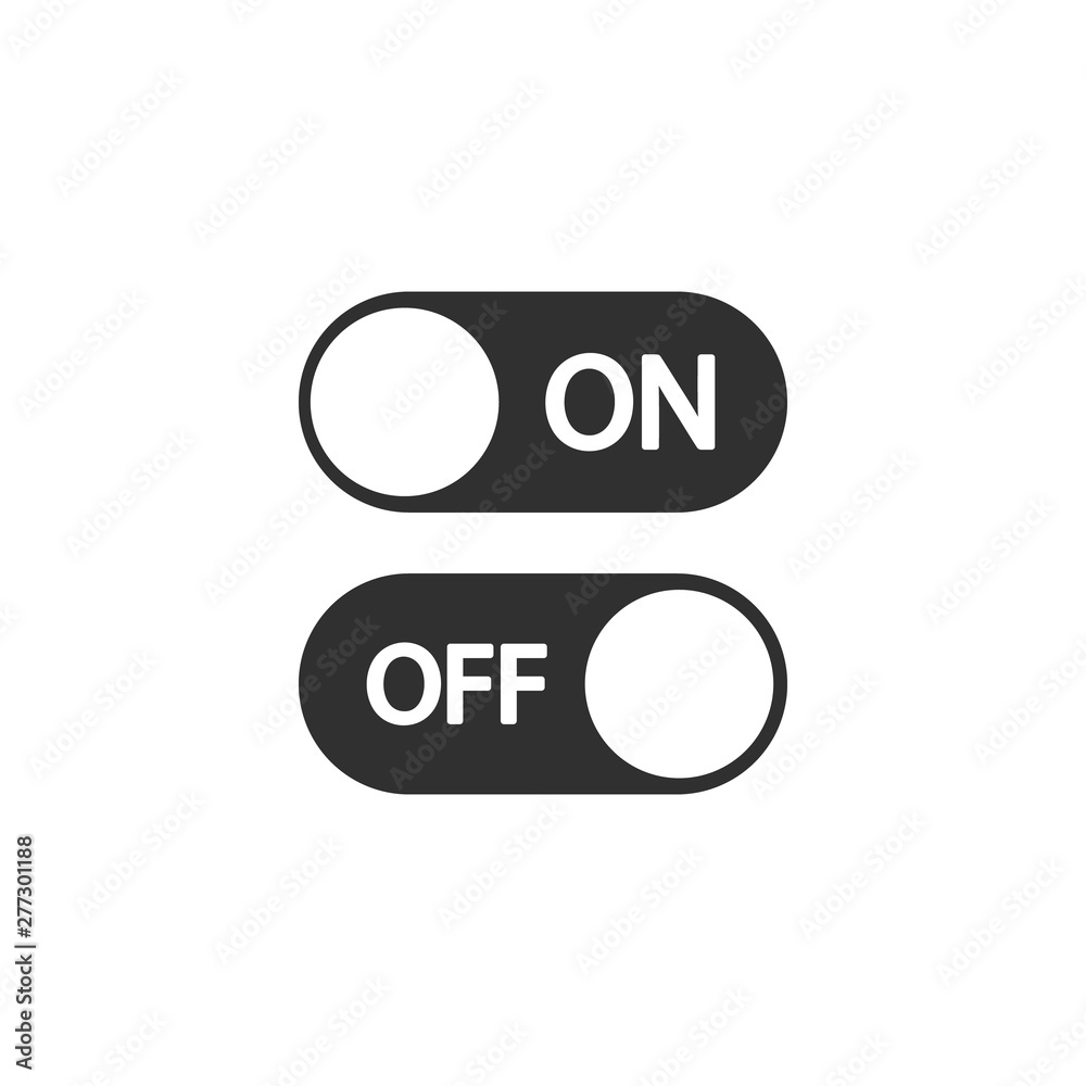 On and off icon isolated on white background. Vector illustration. On and off icon isolated on white background. Vector illustration.