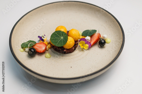 Exquisite dish, The art of the dish food,creative restaurant food concept, haute couture food.