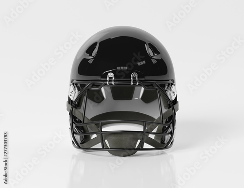 Black American football helmet isolated on white mockup 3D rendering photo