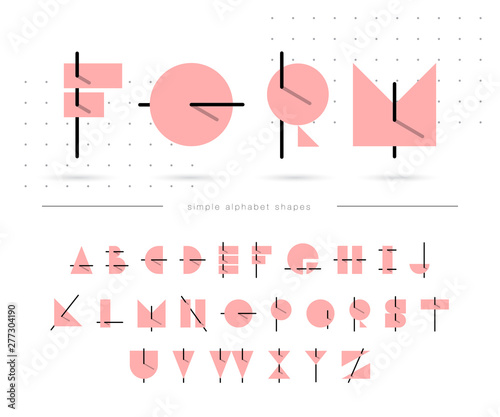 Memphis flat line alphabet geometric funny font simple shapes