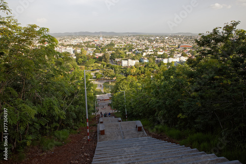 Holguin, Cuba - July 16, 2018: View from Loma de la Cruz or Hill of the Cross in Holguin, Cuba