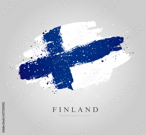 Flag of Finland. Vector illustration on a gray background.