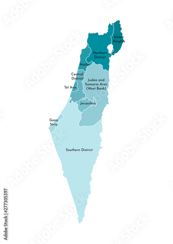 Obraz na plátně Vector isolated illustration of simplified administrative map of Israel