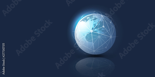Cloud Computing and Networks Concept with Earth Globe - Abstract Global Digital Connections  Technology Background  Creative Design Element Template
