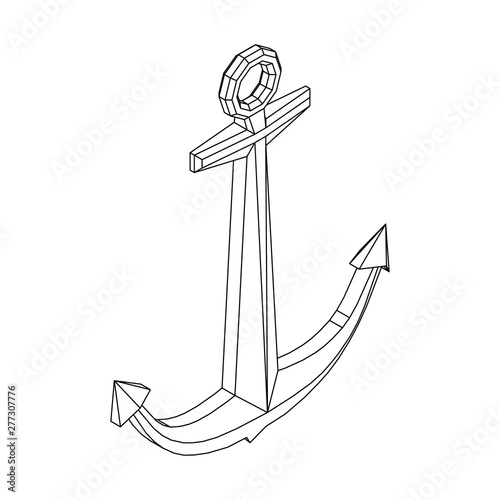Nautical anchor. Vector out...