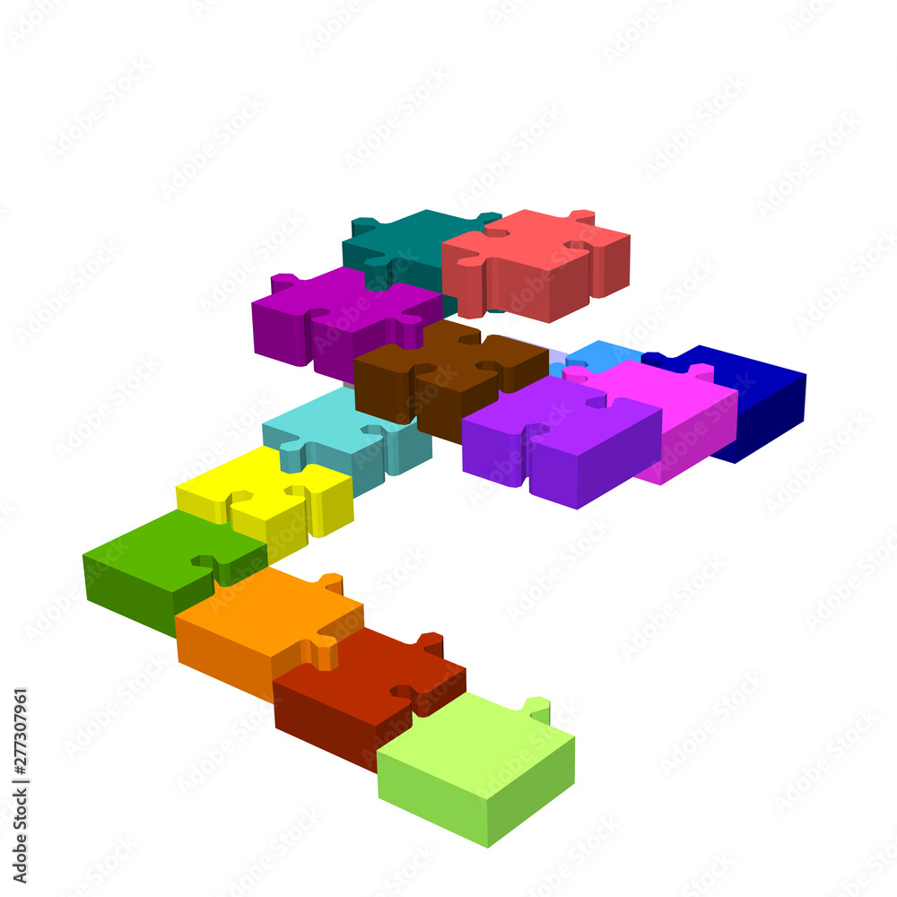 Stairway of puzzle. Isolated on white. 3d Vector colorful illustration. Stairway of puzzle. Isolated on white. 3d Vector colorful illustration.
