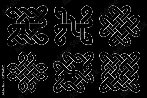 Celtic knot set. Abstract ornament. Vector outline illustration.