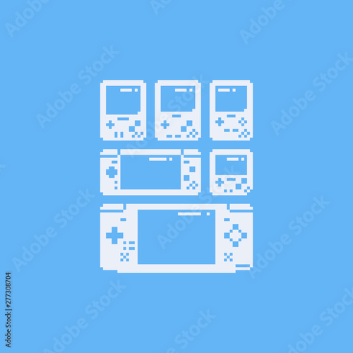 Pixel portable game icon set.8bit.