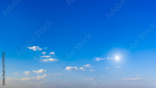 Fototapeta Naklejka Na Ścianę i Meble -  Panorama blue sky and clouds with sun and daylight natural background.