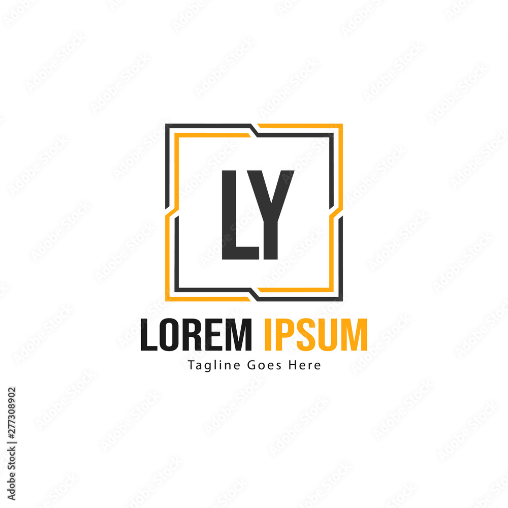 Initial LY logo template with modern frame. Minimalist LY letter logo vector illustration
