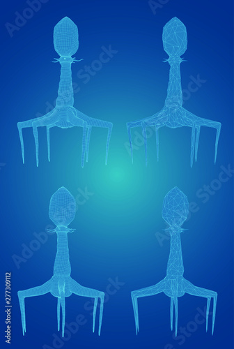 3d model of a bacteriophage, an artificial microorganism for the treatment of deadly diseases. future of medicine