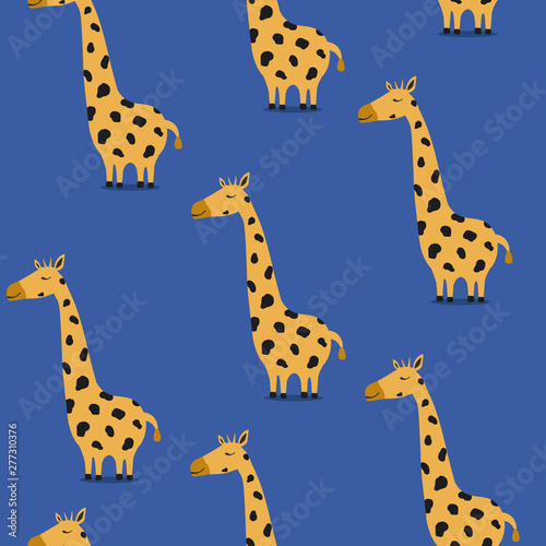 Giraffes, hand drawn backdrop. Colorful seamless pattern with animals. Decorative cute wallpaper, good for printing. Overlapping background vector. Design illustration