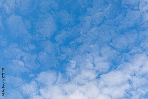 puffy soft clouds in harmonic structure under blue sky