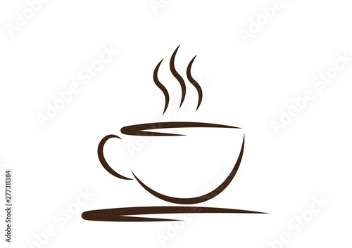 Hot coffee cup. Vector Illustration icon. Flat Style. Design for Cafeteria Posters and Banners Cards