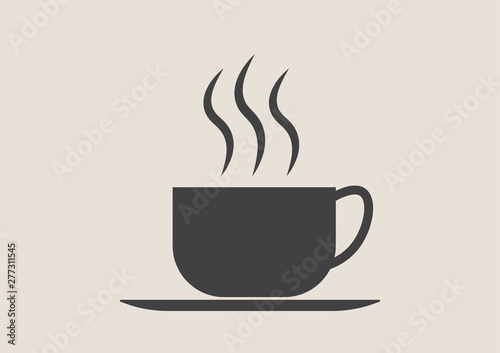 Coffee. Vector Illustration icon. Flat Style gray color. Design for Cafeteria Posters and Banners Cards