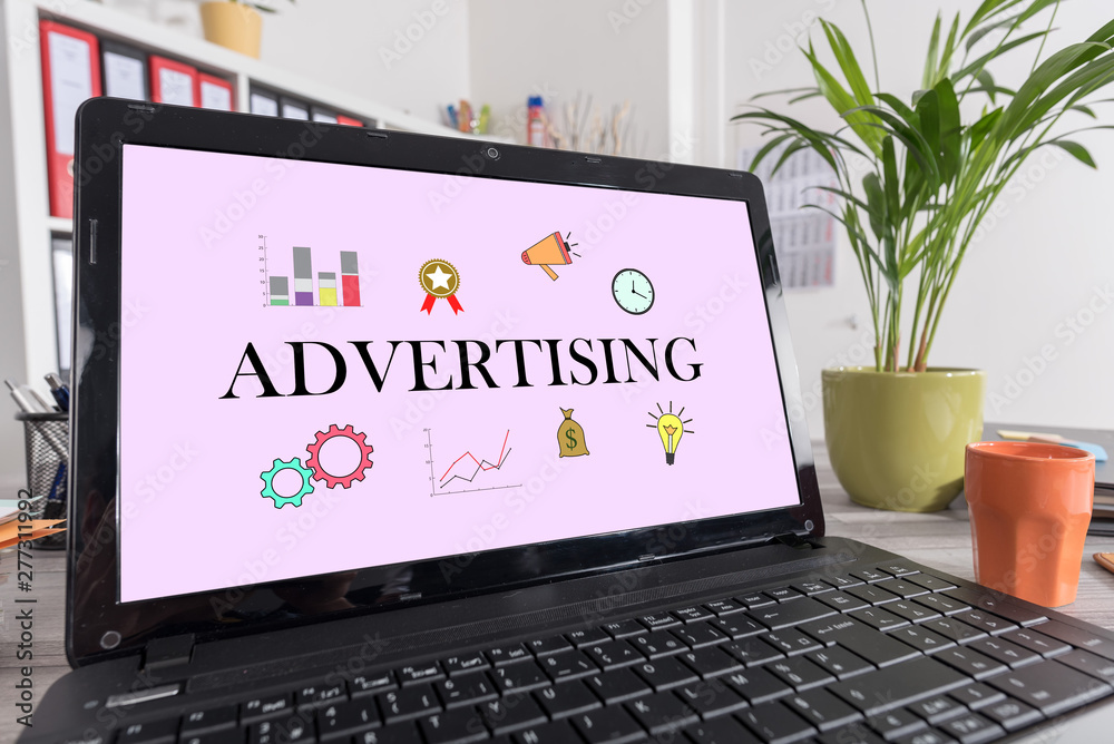 Fototapeta premium Advertising concept on a laptop