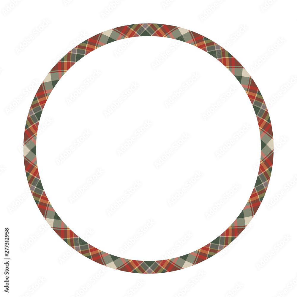 Circle borders and frames vector. Round border pattern geometric vintage frame design. Scottish tartan plaid fabric texture. Template for gift card, collage, scrapbook or photo album and portrait.. Circle borders and frames vector. Round border pattern geometric vintage frame design. Scottish tartan plaid fabric texture. Template for gift card, collage, scrapbook or photo album and portrait..