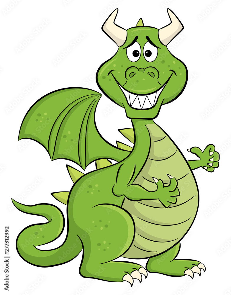 embarrassed grinning cartoon dragon Stock Vector | Adobe Stock