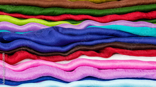 Silk scarves from Uzbekistan on the market.