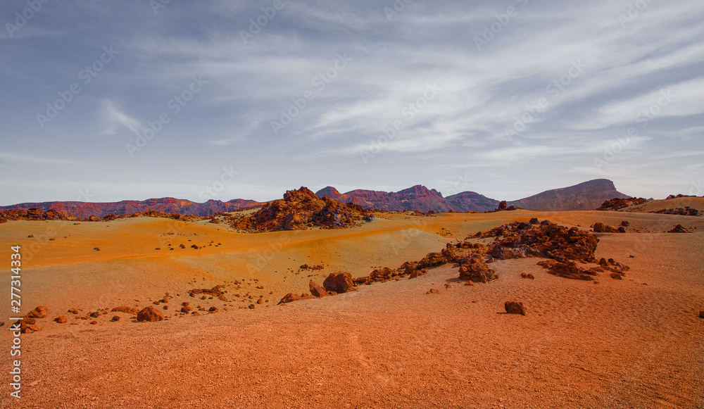 Landscape on planet Mars, scenic desert scene on the red planet