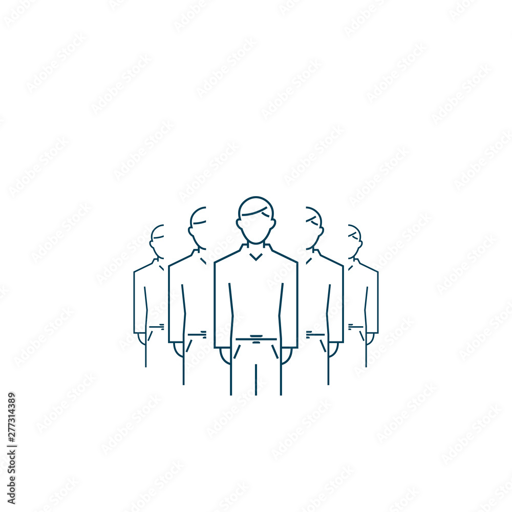 community icon. group people isolated on white. vector outline flat web symbol