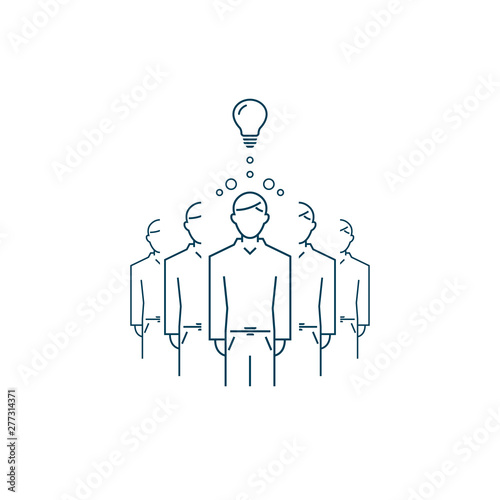 A person with a good idea is different from others. vector line symbol