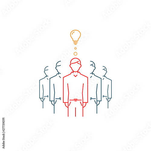 A person with a good idea is different from others. vector line symbol