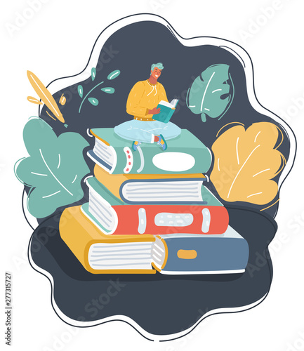 Illustration of man Reading a Science Book