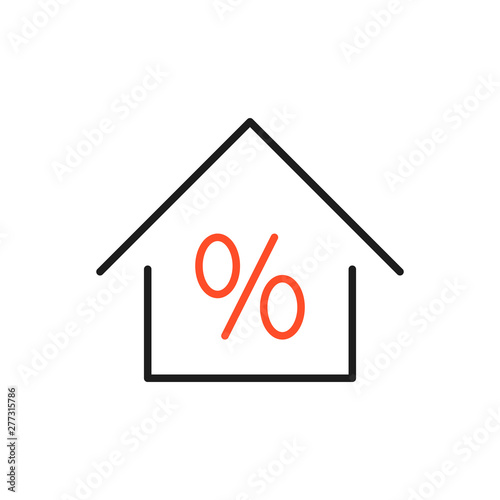 Icon of rate for mortgage. Percent, house, real estate. Loan concept. Can be used for topics like banking, property insurance, credit