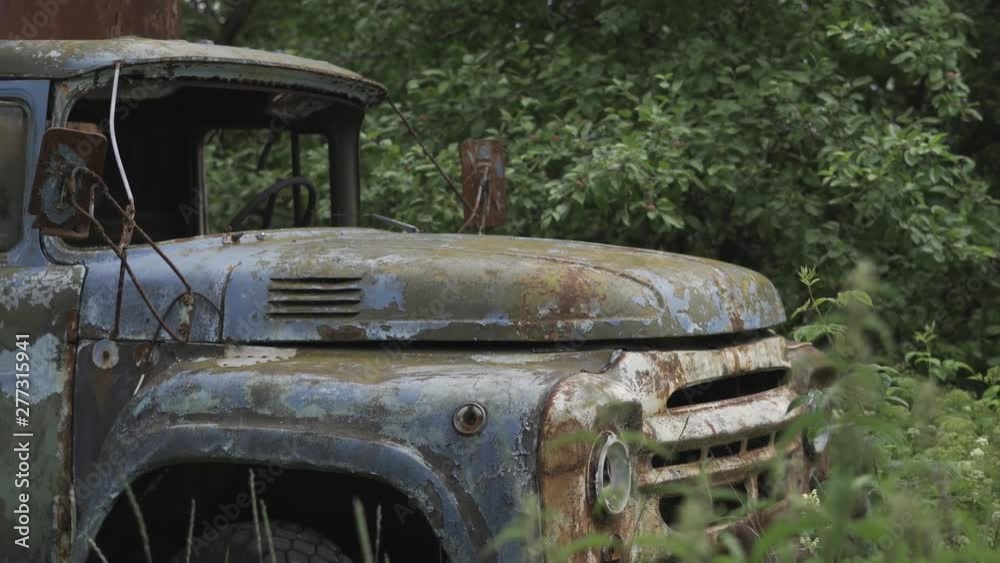 Truck in the forest in Pripyat. Chernobyl nuclear disaster. Zil 130. Chernobyl, exclusion zone. Truck in the forest in Pripyat. Chernobyl nuclear disaster. Zil 130. Chernobyl, exclusion zone.