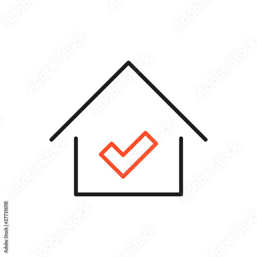 Real estate logo - house with check mark icon. Template logo for real estate agency or cottage town. Real estate logo.