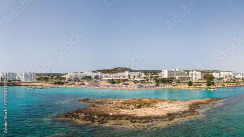 Aerial panoramic drone shot of fig tree bay at daylight © frimufilms