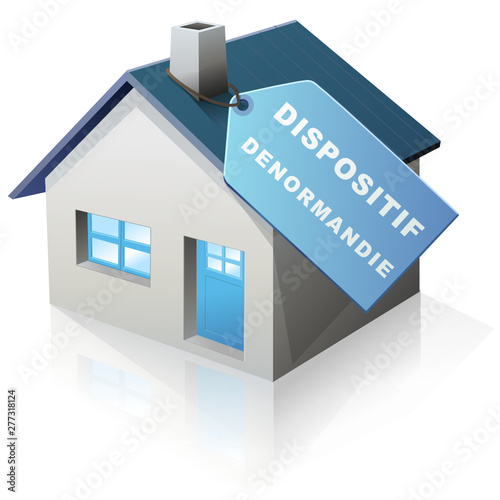 Maison et étiquette Dispositif Denormandie (reflet)