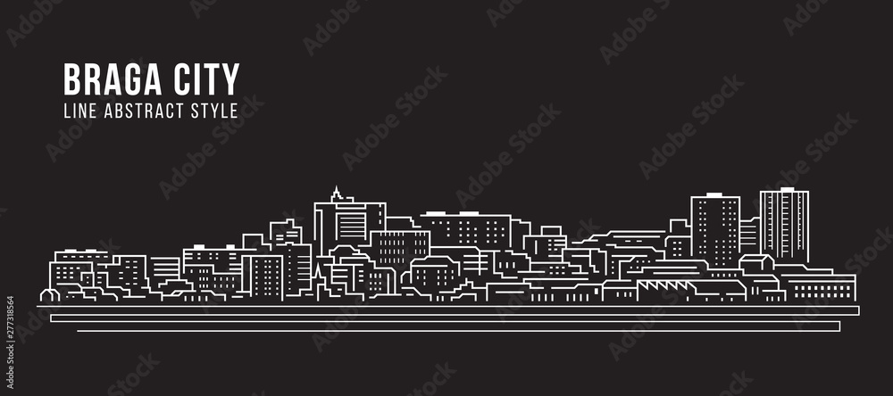 Cityscape Building Line art Vector Illustration design - Braga city