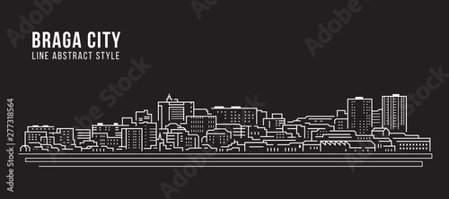 Cityscape Building Line art Vector Illustration design - Braga city