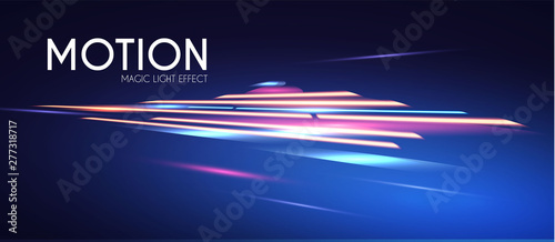 Magic Neon Light Effect. Motion Beam Design. Colorful Futuristic Space.
