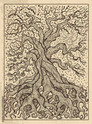 Tree. Mystic concept for Lenormand oracle tarot card. © samiramay