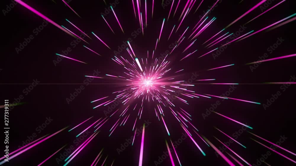 Hyperspace Travel CGI Animation with 80s neon like magenta effect.