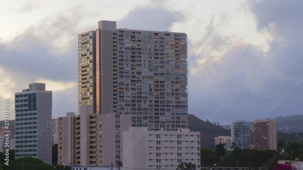 Timelapse over buildings in Honolulu Hawaii Timelapse over buildings in Honolulu Hawaii