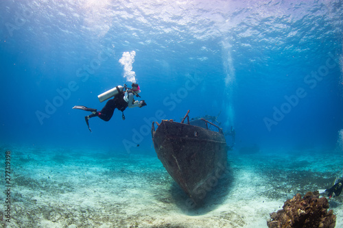 Wreck underwater, Cozumel, Mexico photo
