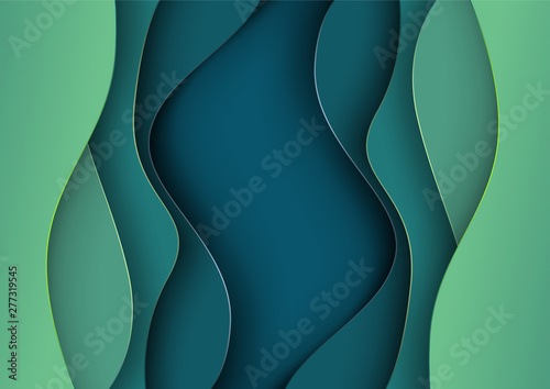 3d paper cut shapes illustration. Colorful carving art. Landscape the top view, the top view on the river. Design layout for banners presentations, flyers, posters and invitations. Vector illustration